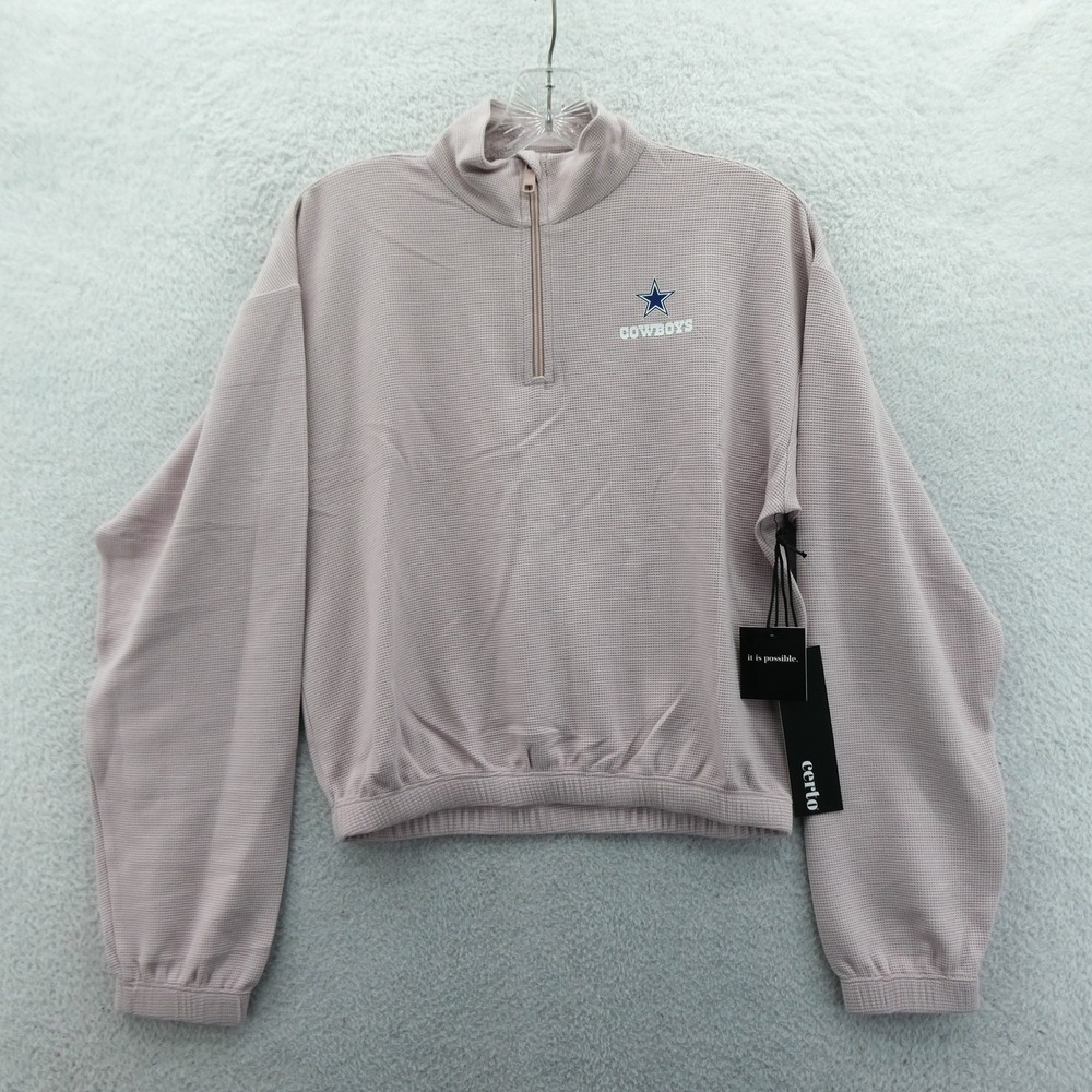 Certo Quarter Zip Pullover Womens Medium Dallas Cowboys Pink Waffle‎ Knit New